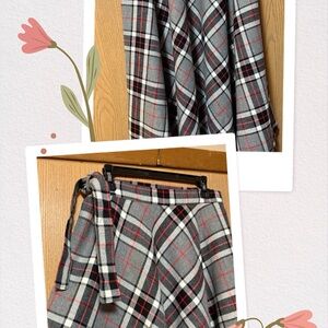 Vintage 70s Midi Plaid Wrap Skirt England Wool Blend size M-L Goth Grunge